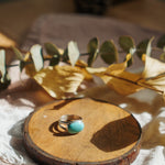Horizontal Ring in Campitos Turquoise (Size 9) - Golden Road Crafted