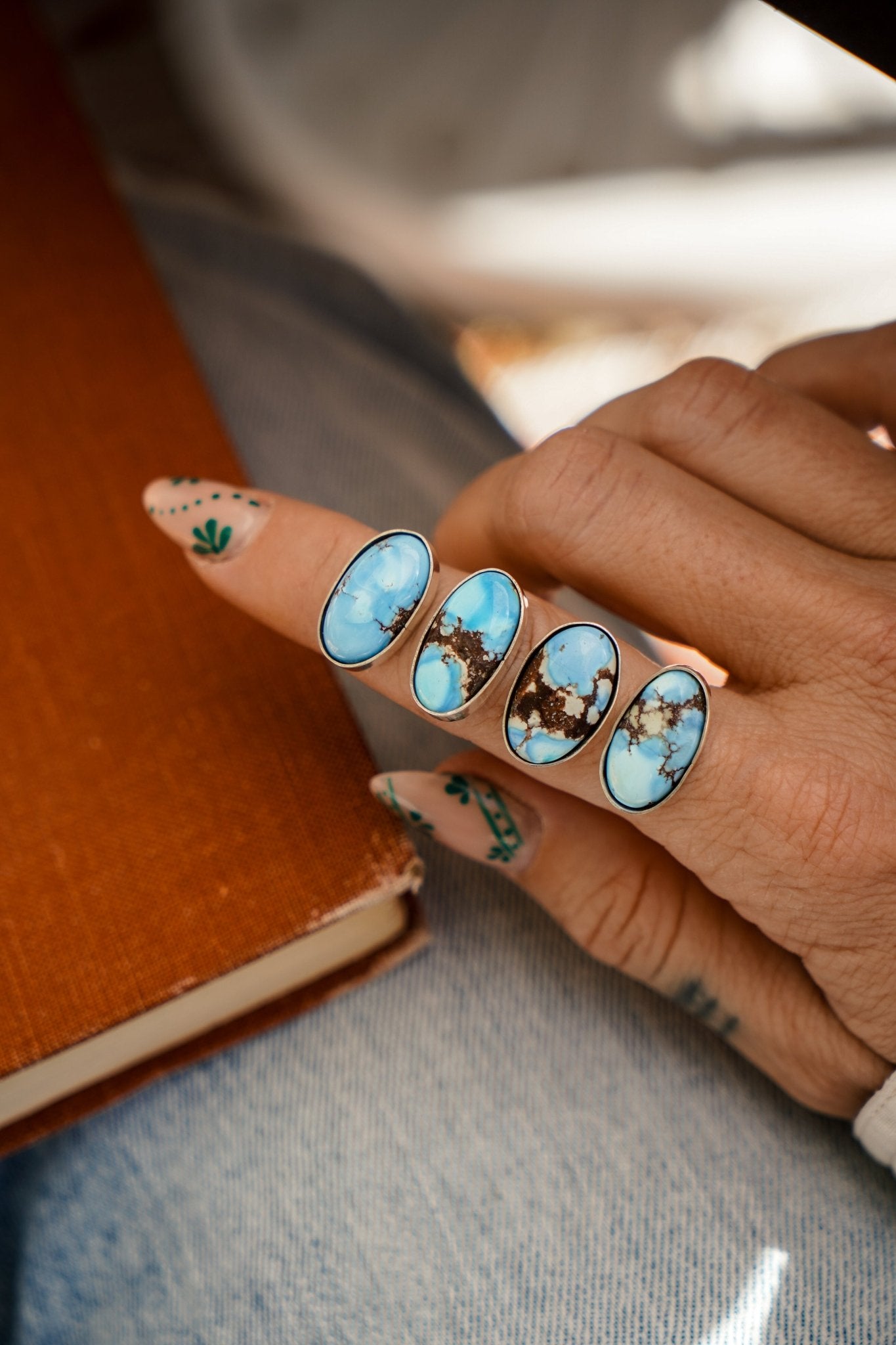 Horizontal Ring in Golden Hills Turquoise (Choose your size) - Golden Road Crafted
