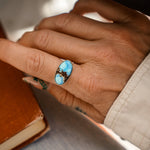 Horizontal Ring in Golden Hills Turquoise (Choose your size) - Golden Road Crafted