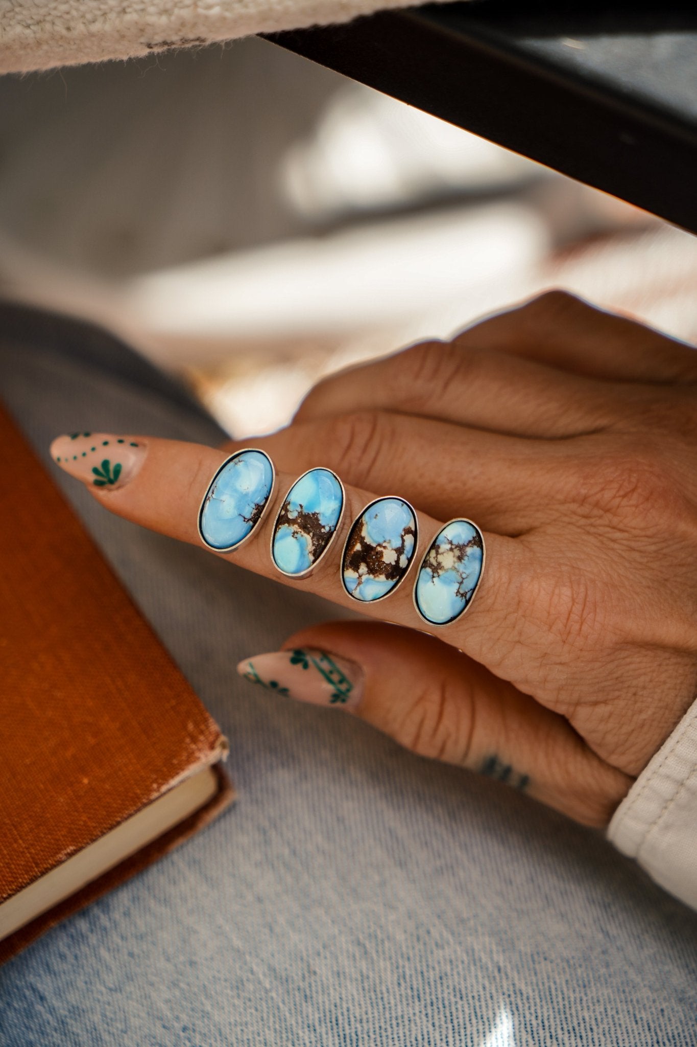 Horizontal Ring in Golden Hills Turquoise (Choose your size) - Golden Road Crafted