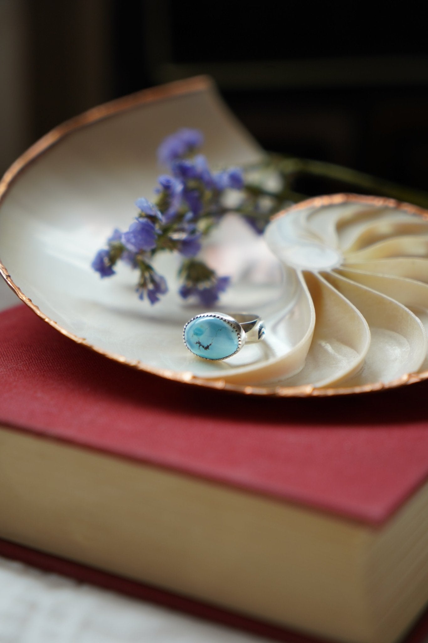Horizontal Ring in Golden Hills Turquoise (Size 6) - Golden Road Crafted