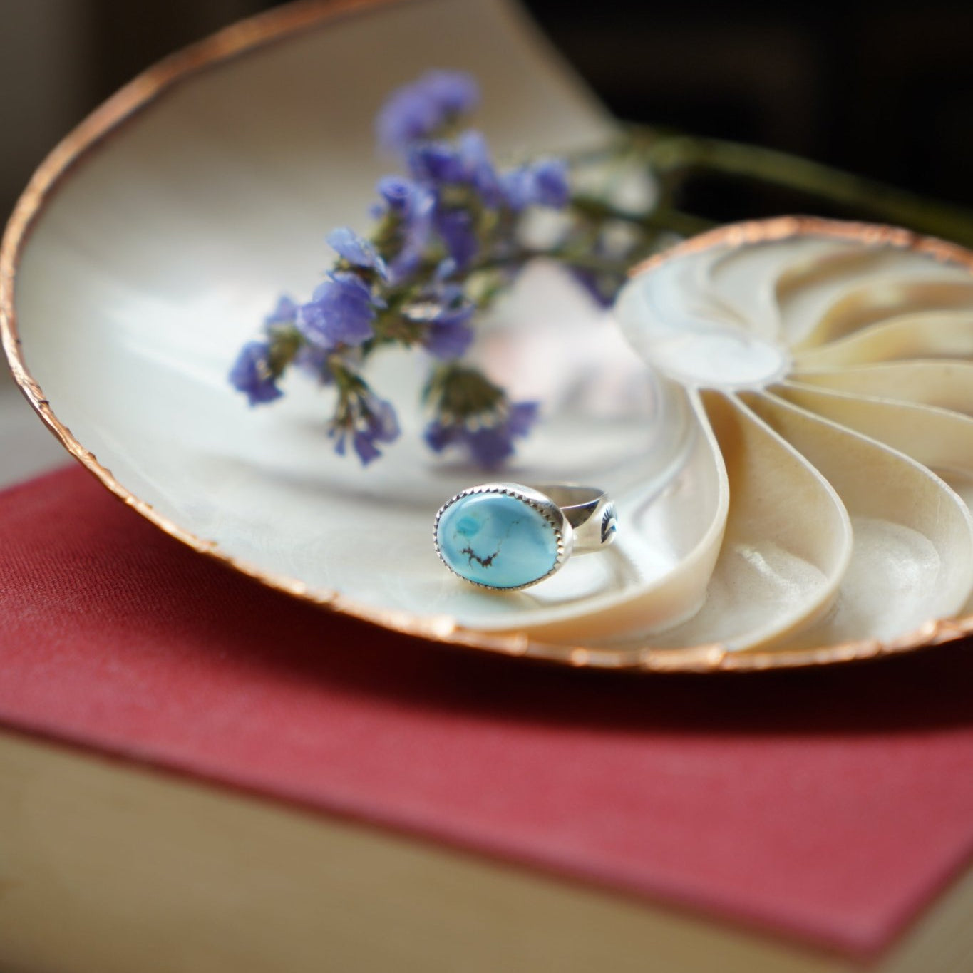 Horizontal Ring in Golden Hills Turquoise (Size 6) - Golden Road Crafted