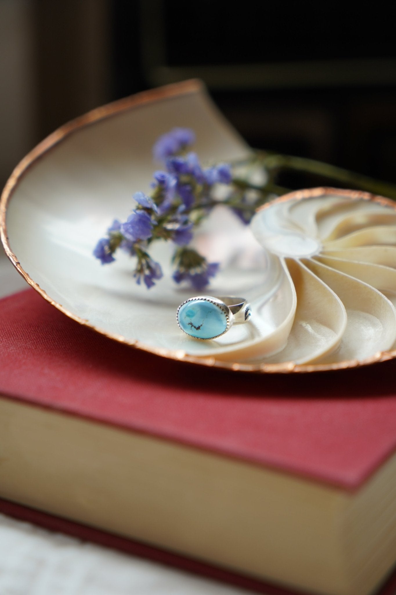 Horizontal Ring in Golden Hills Turquoise (Size 6) - Golden Road Crafted