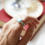 Horizontal Ring in Golden Hills Turquoise (Size 6) - Golden Road Crafted