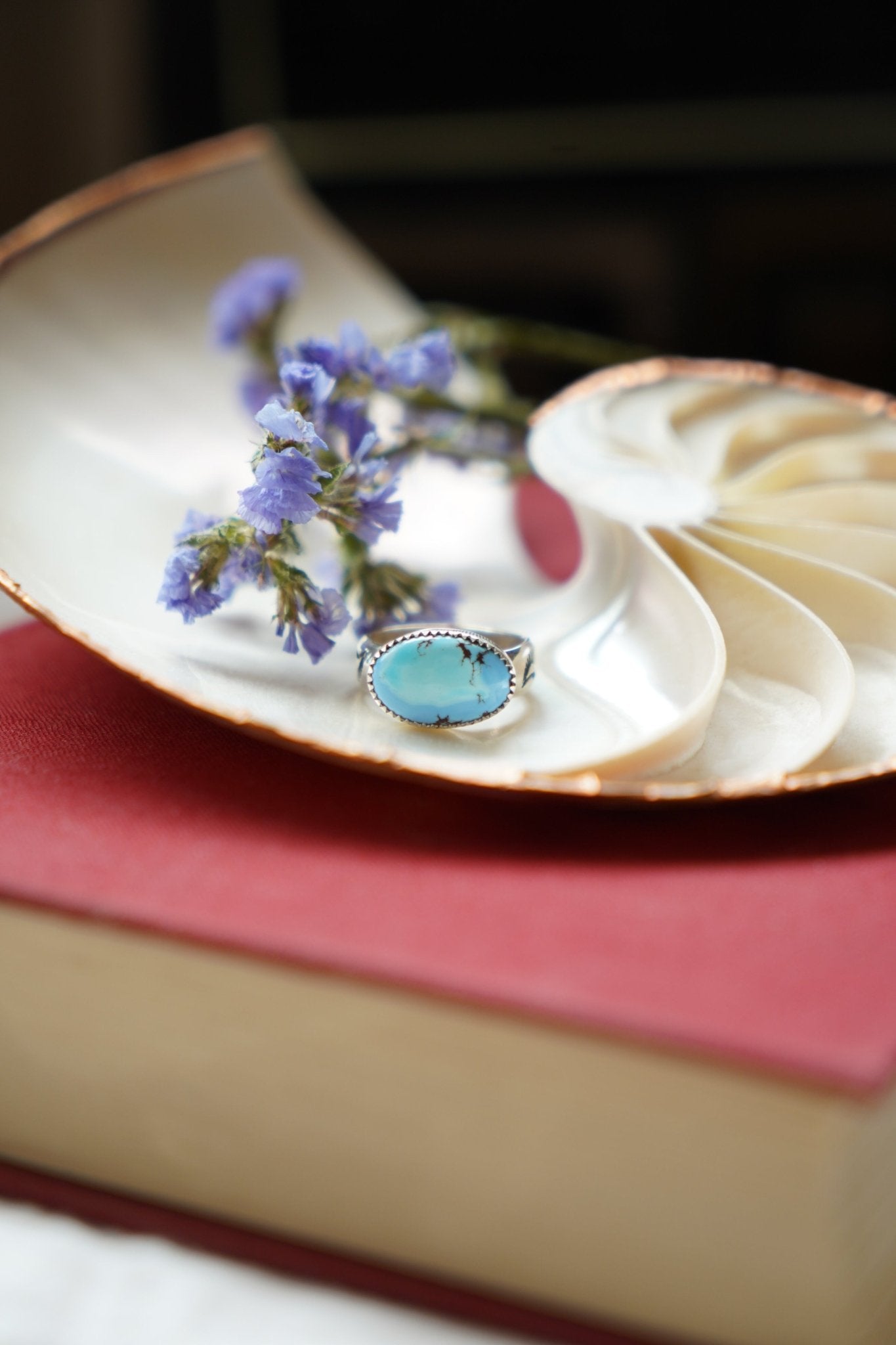 Horizontal Ring in Golden Hills Turquoise (Size 8) - Golden Road Crafted