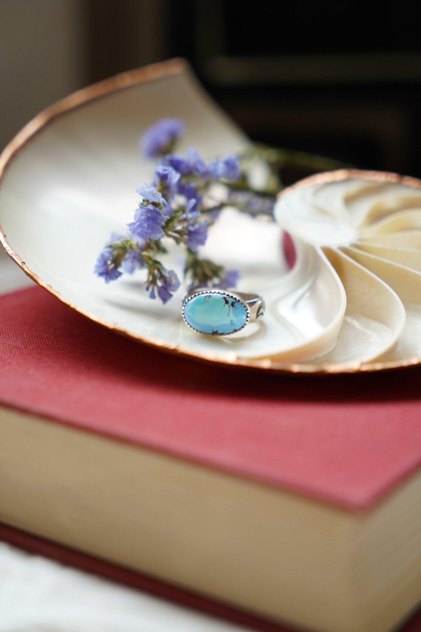 Horizontal Ring in Golden Hills Turquoise (Size 8) - Golden Road Crafted