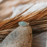 Horizontal Ring in Hubei Turquoise (Size 10.5) - Golden Road Crafted