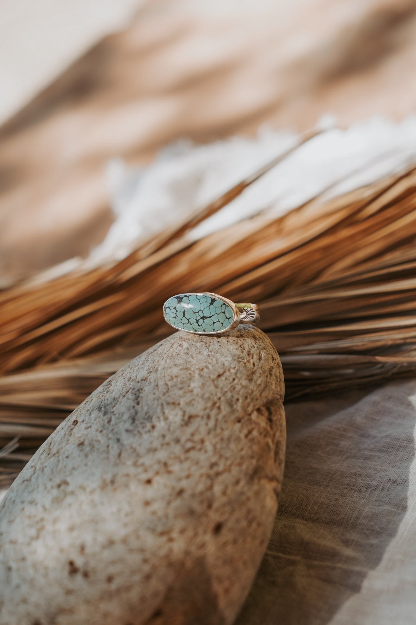 Horizontal Ring in Hubei Turquoise (Size 10.5) - Golden Road Crafted