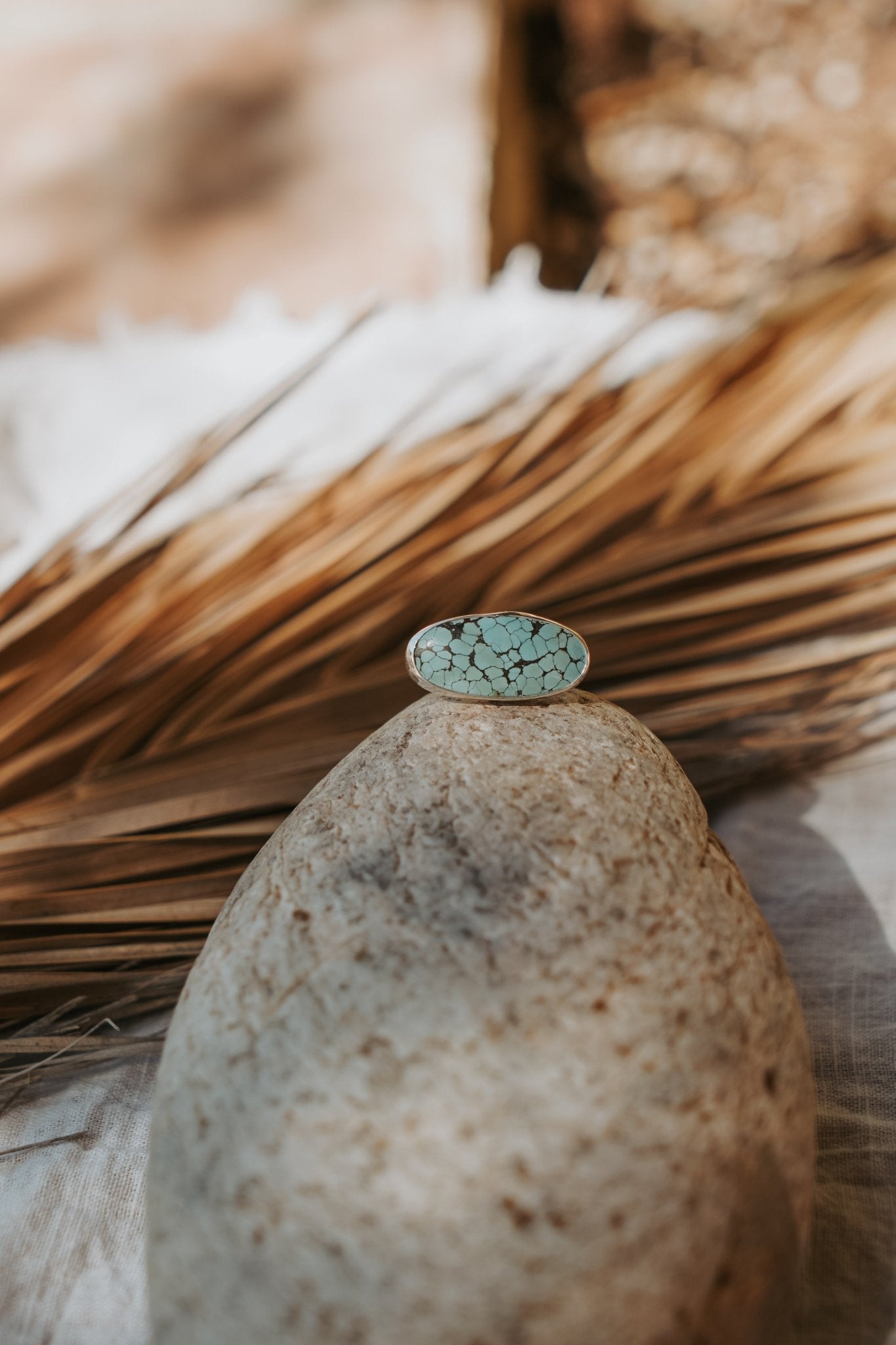 Horizontal Ring in Hubei Turquoise (Size 10.5) - Golden Road Crafted