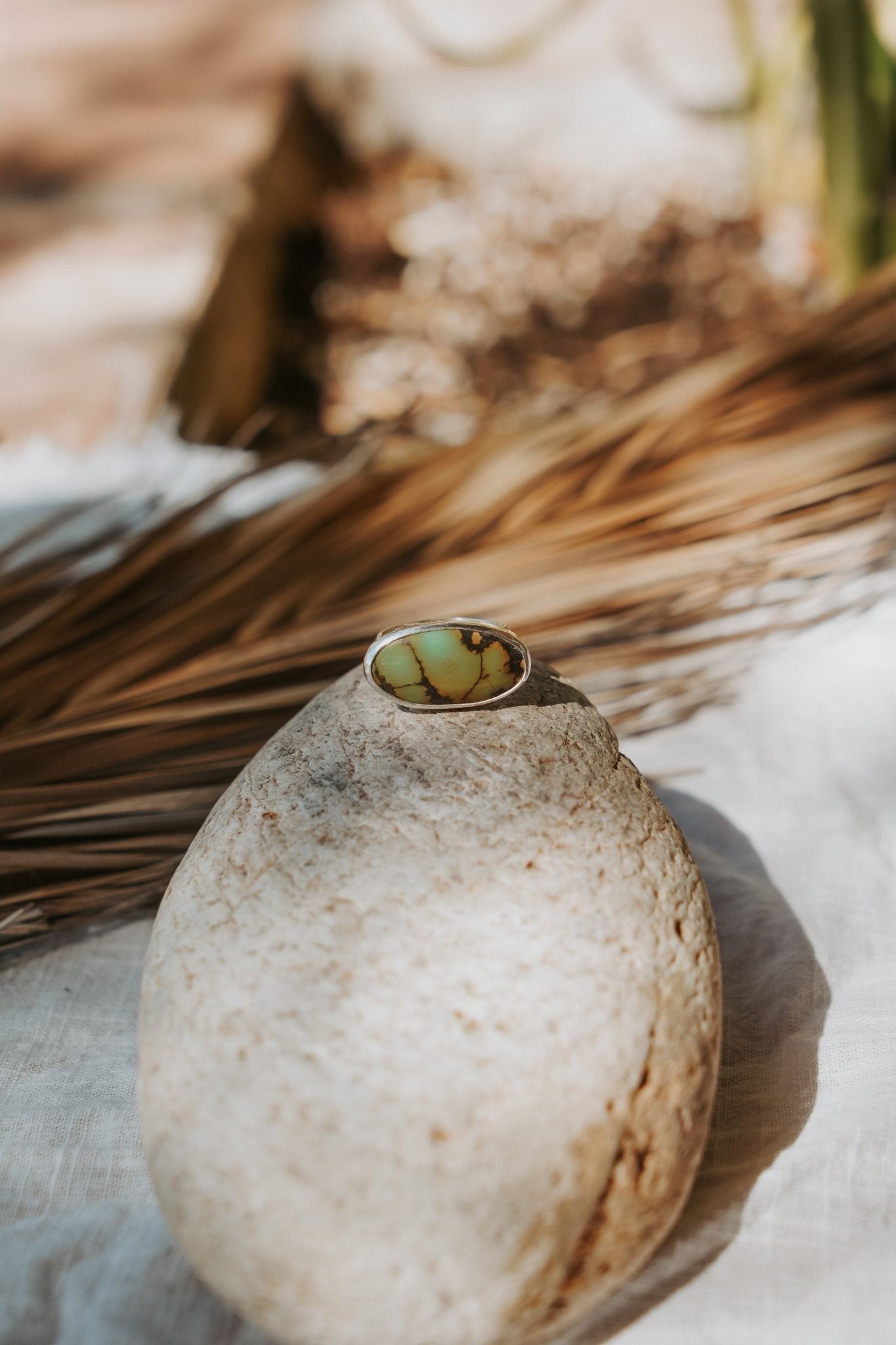 Horizontal Ring in Hubei Turquoise (Size 6.5) - Golden Road Crafted