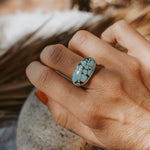 Horizontal Ring in Hubei Turquoise (Size 8) - Golden Road Crafted