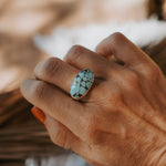 Horizontal Ring in Hubei Turquoise (Size 8) - Golden Road Crafted