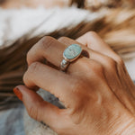 Horizontal Ring in Hubei Turquoise (Size 8) - Golden Road Crafted