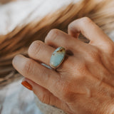 Horizontal Ring in Hubei Turquoise (Size 8.5) - Golden Road Crafted