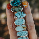 Horizontal Ring in Hubei Turquoise (Size 8.5) - Golden Road Crafted