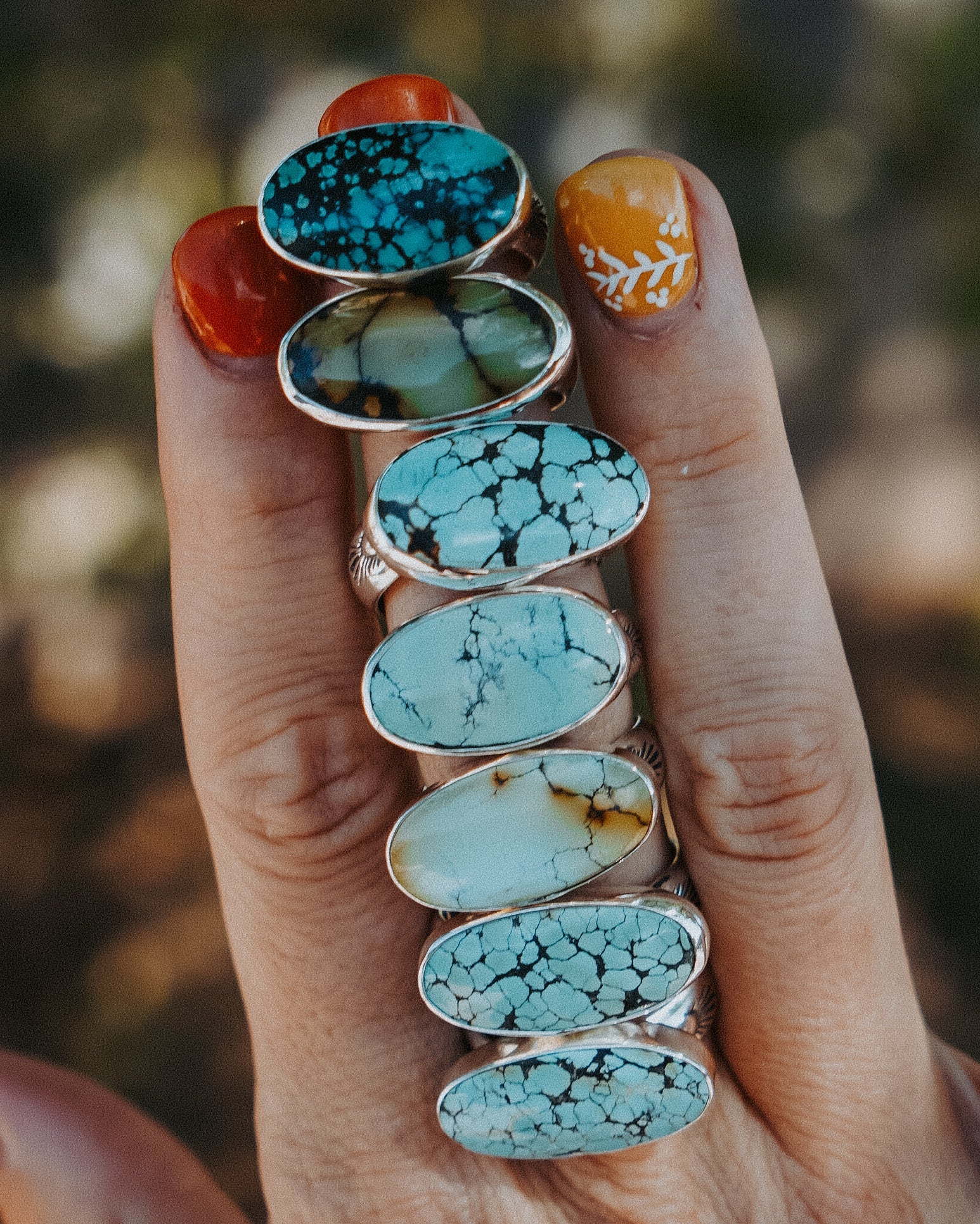 Horizontal Ring in Hubei Turquoise (Size 8.5) - Golden Road Crafted