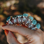 Horizontal Ring in Hubei Turquoise (Size 8.5) - Golden Road Crafted