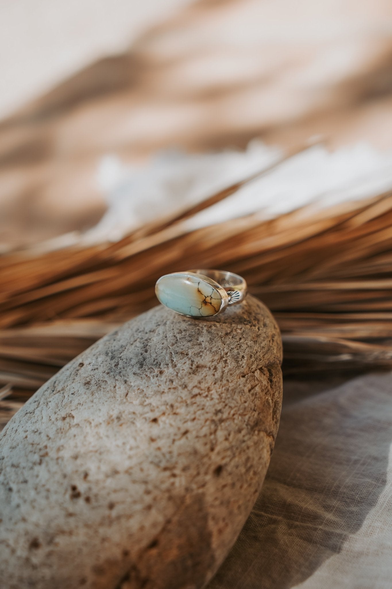 Horizontal Ring in Hubei Turquoise (Size 8.5) - Golden Road Crafted