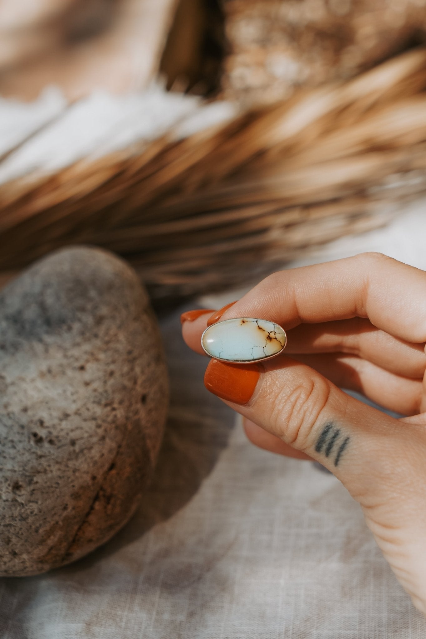 Horizontal Ring in Hubei Turquoise (Size 8.5) - Golden Road Crafted