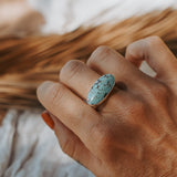 Horizontal Ring in Hubei Turquoise (Size 9.5) - Golden Road Crafted