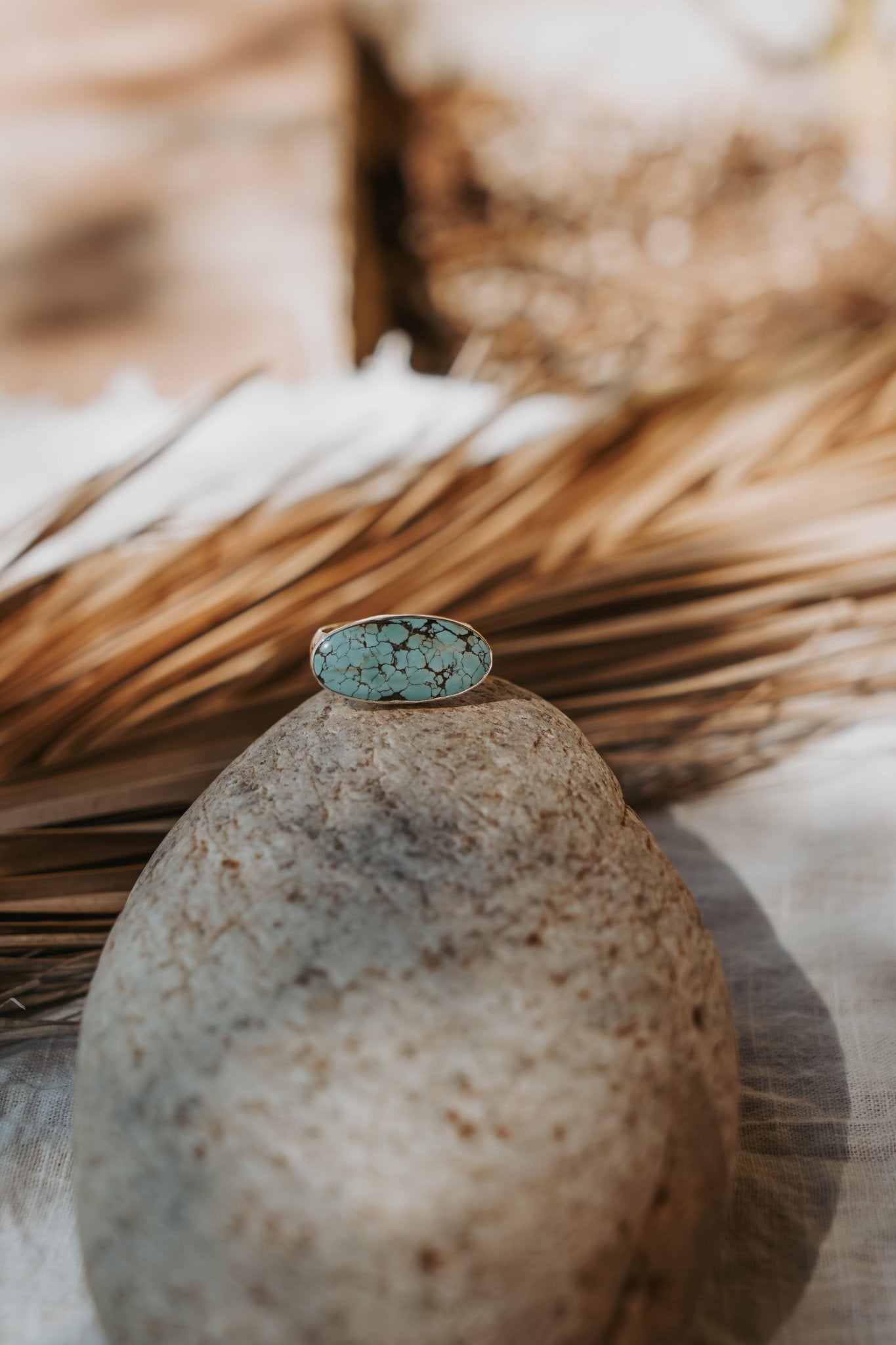 Horizontal Ring in Hubei Turquoise (Size 9.5) - Golden Road Crafted