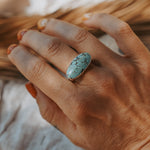Horizontal Ring in Hubei Turquoise (Size 9.5) - Golden Road Crafted