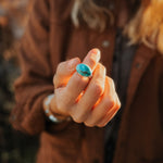 Horizontal Ring in Lone Mtn Turquoise (Size 6.5) - Golden Road Crafted