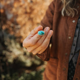 Horizontal Ring in Lone Mtn Turquoise (Size 6.5) - Golden Road Crafted