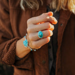 Horizontal Ring in Lone Mtn Turquoise (Size 6.5) - Golden Road Crafted