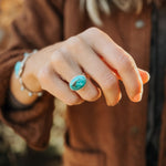 Horizontal Ring in Lone Mtn Turquoise (Size 6.5) - Golden Road Crafted