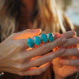 Horizontal Ring in Lone Mtn Turquoise (Size 6.5) - Golden Road Crafted