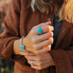 Horizontal Ring in Lone Mtn Turquoise (Size 7.75) - Golden Road Crafted