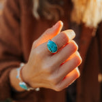 Horizontal Ring in Lone Mtn Turquoise (Size 7.75) - Golden Road Crafted