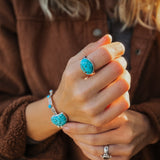 Horizontal Ring in Lone Mtn Turquoise (Size 7.75) - Golden Road Crafted