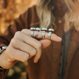 Horizontal Ring in Lone Mtn Turquoise (Size 8.5) - Golden Road Crafted