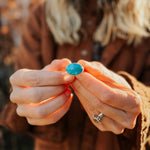 Horizontal Ring in Lone Mtn Turquoise (Size 8.5) - Golden Road Crafted