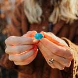 Horizontal Ring in Lone Mtn Turquoise (Size 8.5) - Golden Road Crafted