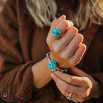 Horizontal Ring in Lone Mtn Turquoise (Size 8.5) - Golden Road Crafted