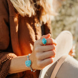 Horizontal Ring in Lone Mtn Turquoise (Size 8.5) - Golden Road Crafted