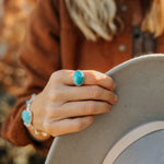 Horizontal Ring in Lone Mtn Turquoise (Size 8.5) - Golden Road Crafted