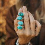 Horizontal Ring in Lone Mtn Turquoise (Size 8.5) - Golden Road Crafted