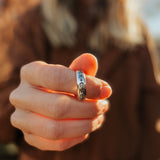 Horizontal Ring in Lone Mtn Turquoise (Size 9.5) - Golden Road Crafted
