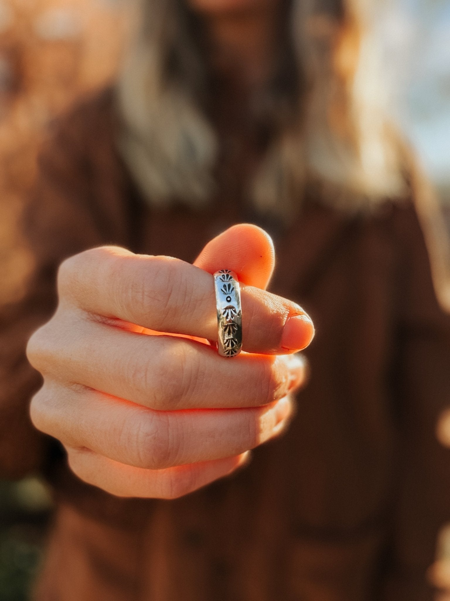 Horizontal Ring in Lone Mtn Turquoise (Size 9.5) - Golden Road Crafted