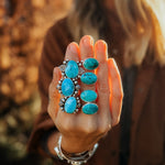 Horizontal Ring in Lone Mtn Turquoise (Size 9.5) - Golden Road Crafted