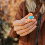 Horizontal Ring in Lone Mtn Turquoise (Size 9.5) - Golden Road Crafted