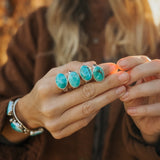 Horizontal Ring in Lone Mtn Turquoise (Size 9.5) - Golden Road Crafted