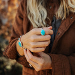 Horizontal Ring in Lone Mtn Turquoise (Size 9.5) - Golden Road Crafted