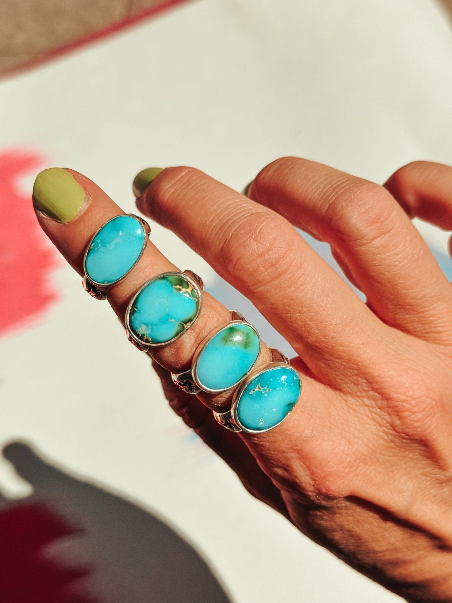 Horizontal Ring in Sonoran Mtn (Size 8) - Golden Road Crafted