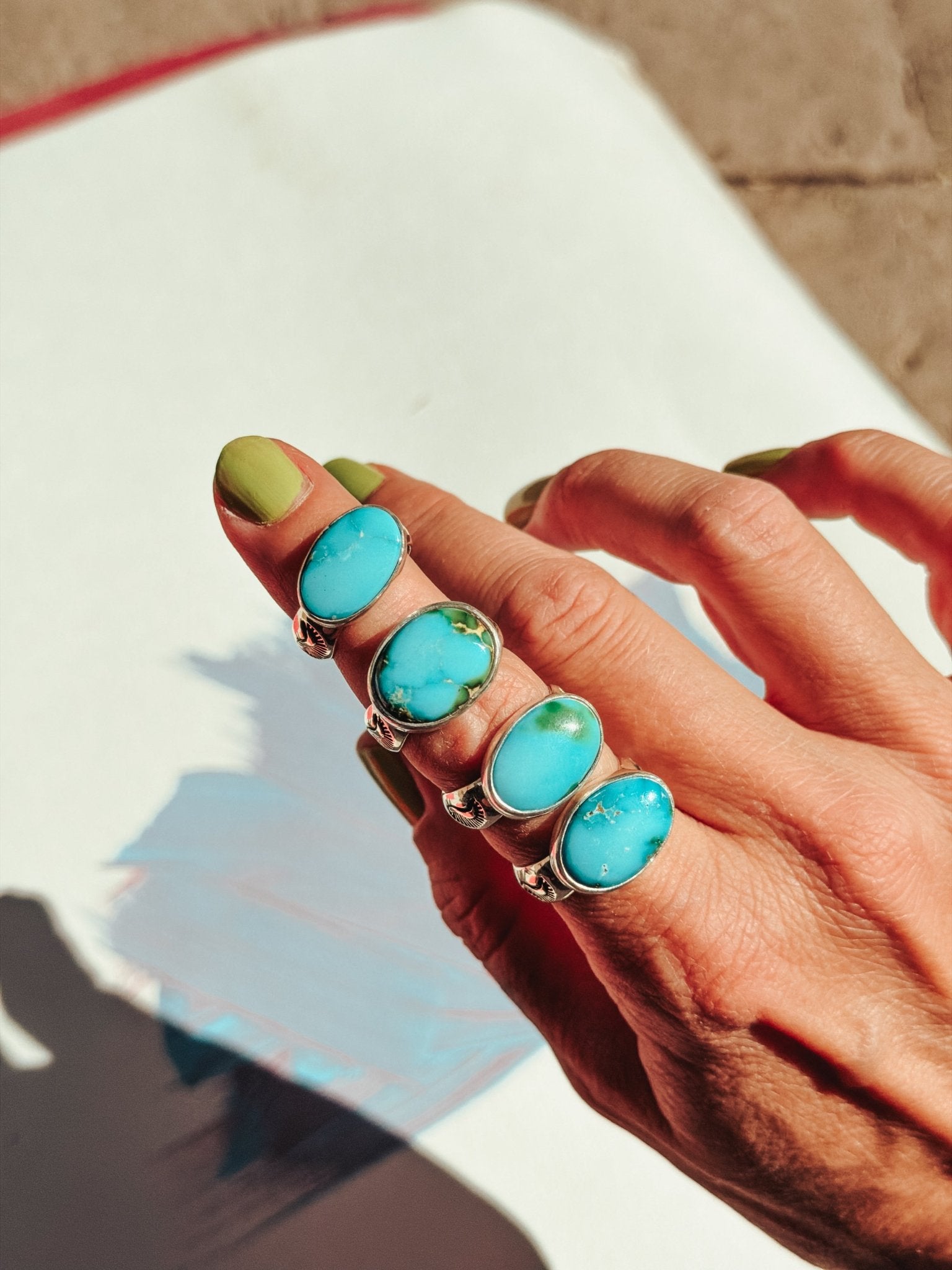 Horizontal Ring in Sonoran Mtn (Size 8) - Golden Road Crafted