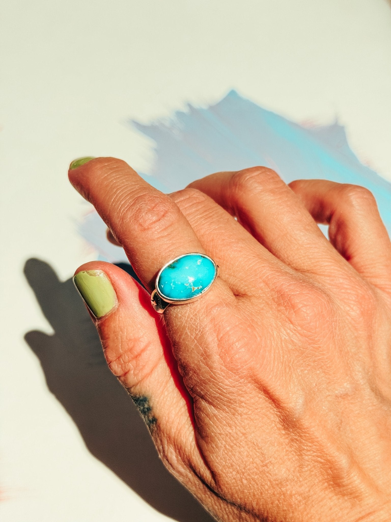 Horizontal Ring in Sonoran Mtn (Size 8.5) - Golden Road Crafted